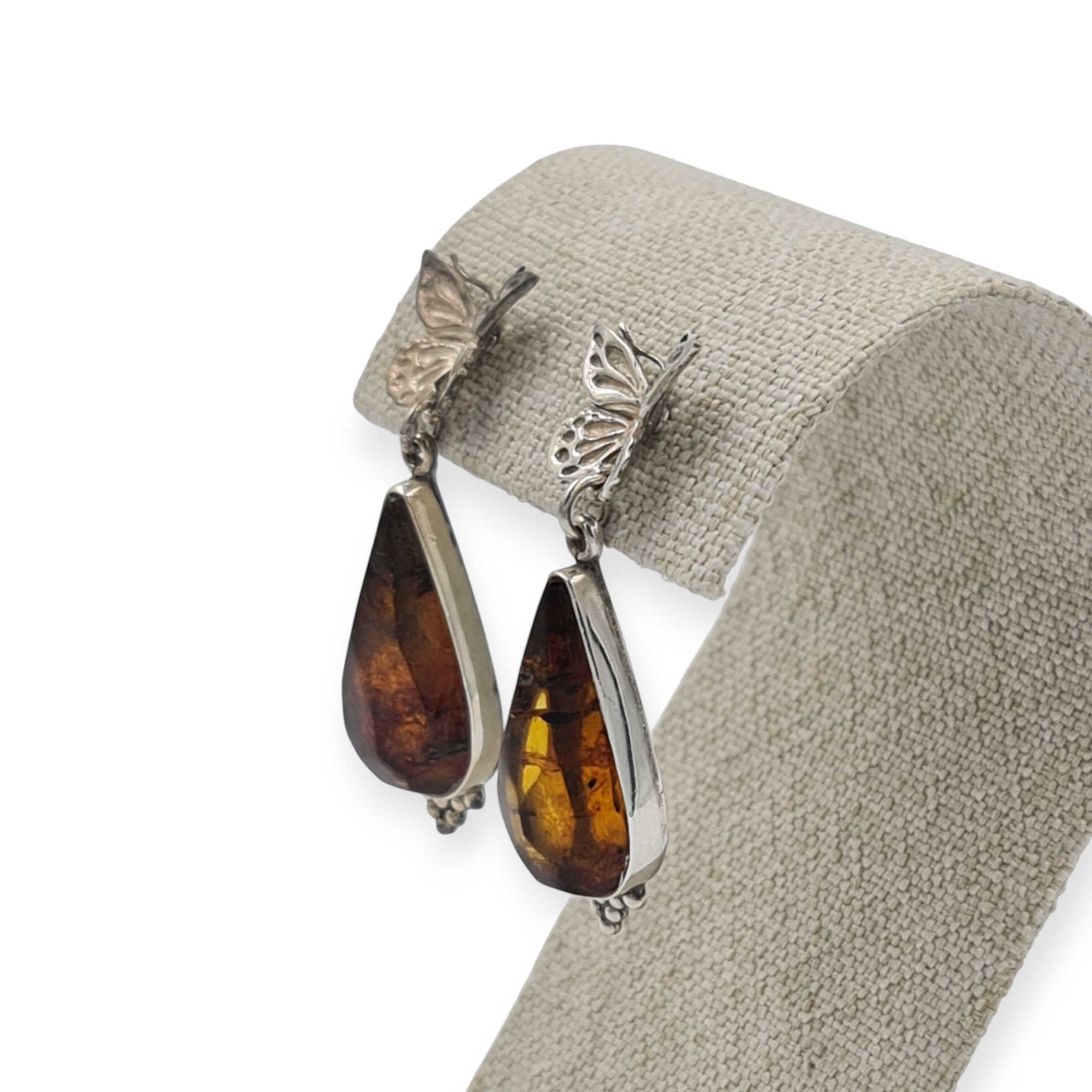 ARETES ÁMBAR Y PLATA MARIPOSA - Image 3
