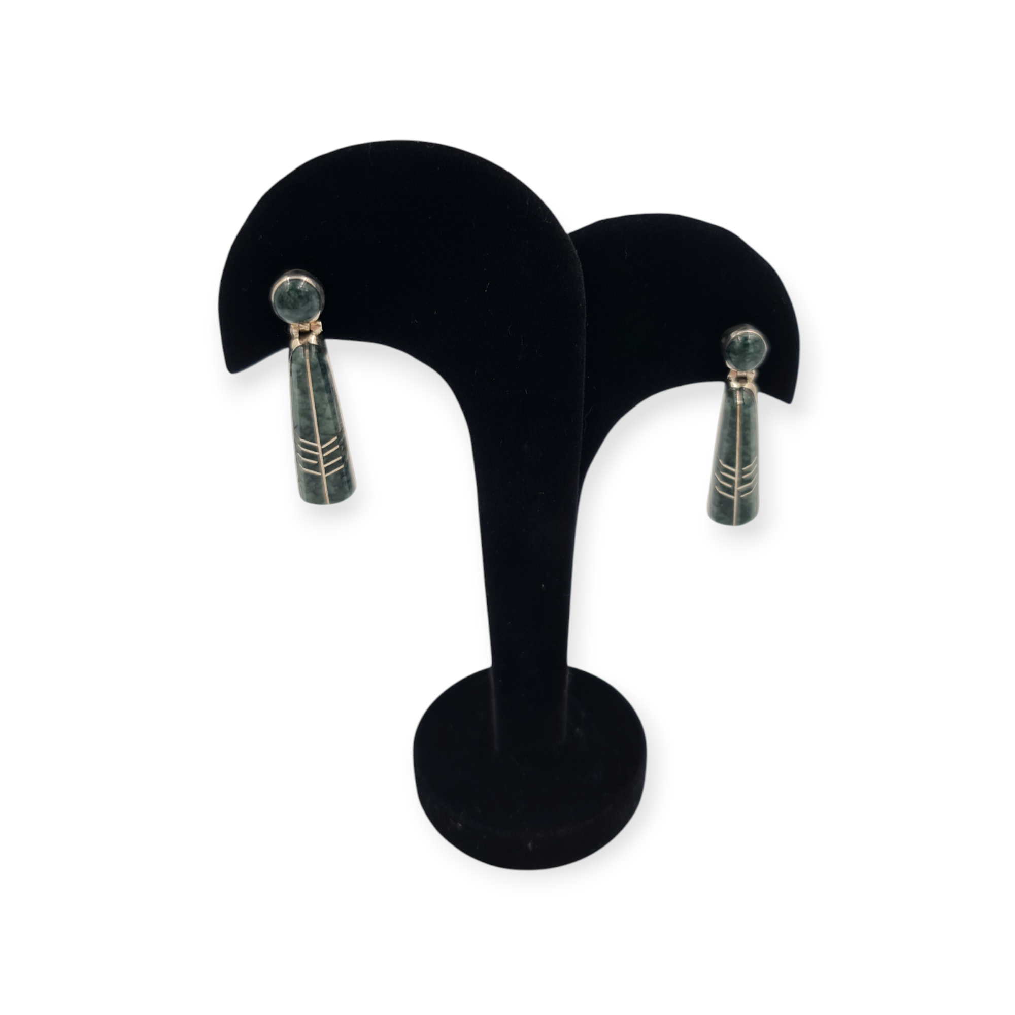 ARETES PLATA CON JADE JAGUAR