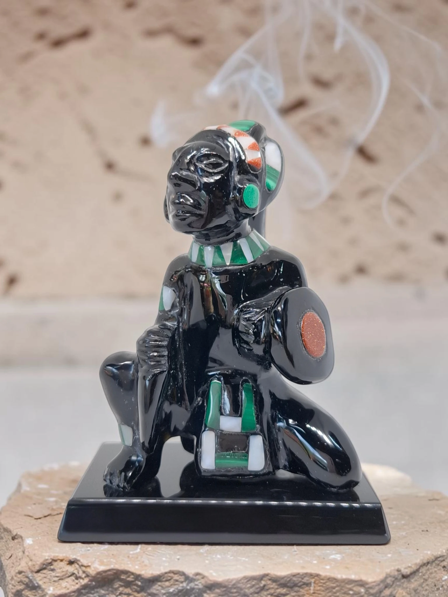 Guerrero con Cuchillo de Obsidiana 12 cm